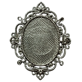 Support pendentif Argent pour cabochon de 30x40mm - Réf Sup24