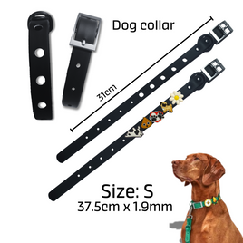 Collier pour chien Taille S en silicone ultra résistant et souple, Collier personnalisable, noir, avec 5 trous pour charms en silicone