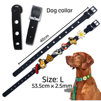 Collier pour chien Taille L en silicone ultra résistant et souple, Collier personnalisable, noir, avec 7 trous pour charms en silicone