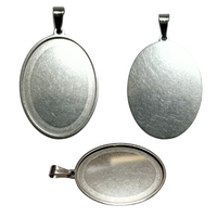 Support pendentif Argent pour cabochon de 30x40mm - Réf Sup23