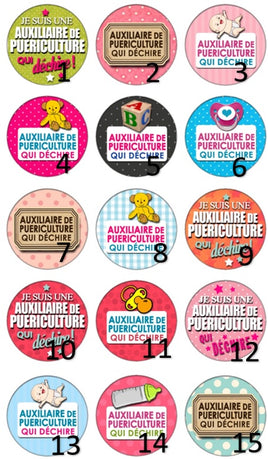 Cabochons en verre Auxiliaire de puériculture qui déchire -Réf CAB94