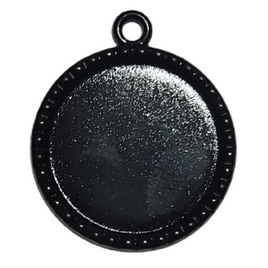 Pendentif noir pour cabochon de 25mm - Réf Sup1