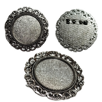 Support broche argent pour cabochon de 25mm - Réf Sup7