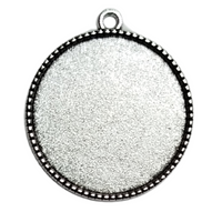 Support pendentif argent pour cabochon de 25mm - Réf Sup14