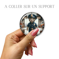 Cabochons en verre Chat policier -Réf CAB18