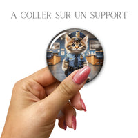 Cabochons en verre Chat policier -Réf CAB19