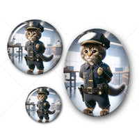 Cabochons en verre Chat policier -Réf CAB20