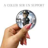 Cabochons en verre Chat policier -Réf CAB20