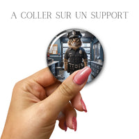 Cabochons en verre Chat policier -Réf CAB21