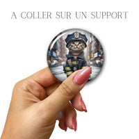 Cabochons en verre Chat policier -Réf CAB22