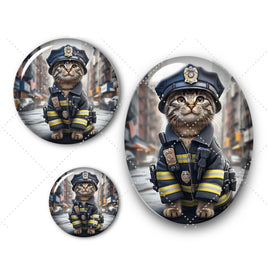 Cabochons en verre Chat policier -Réf CAB22