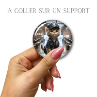 Cabochons en verre Chat policier -Réf CAB23