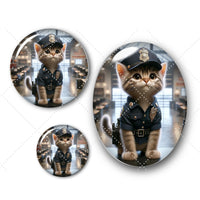 Cabochons en verre Chat policier -Réf CAB23