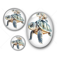 Cabochons en verre Tortue de mer -Réf CAB262