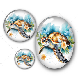 Cabochons en verre Tortue de mer -Réf CAB264