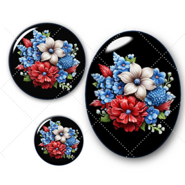 Cabochons en verre Fleurs -Réf CAB317