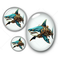 Cabochons en verre Poisson requin steampunk -Réf CAB325