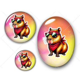 Cabochons en verre Capybara -Réf CAB34