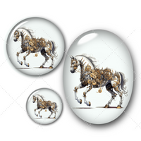 Cabochons en verre Cheval steam punk -Réf CAB362