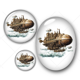 Cabochons en verre Dirigeable steam punk -Réf CAB370