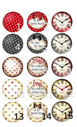 Cabochons en verre Horloge -Réf CAB376