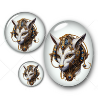 Cabochons en verre Chat pharaon steam punk -Réf CAB360