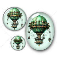 Cabochons en verre Montgolfière steam punk -Réf CAB368