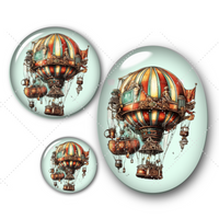 Cabochons en verre Montgolfière steam punk -Réf CAB372