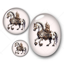 Cabochons en verre Cheval steam punk -Réf CAB352