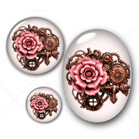 Cabochons en verre Fleur steam punk -Réf CAB353