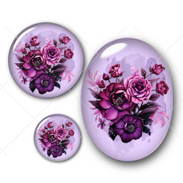 Cabochons en verre Fleurs -Réf CAB305