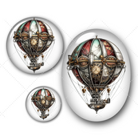 Cabochons en verre Montgolfière steam punk -Réf CAB373