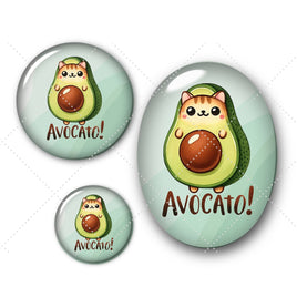 Cabochons en verre avocat chat -Réf CAB38