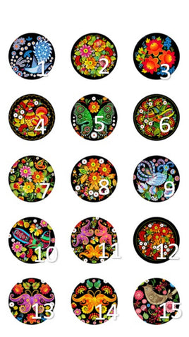 Cabochons en verre Papillons fleurs -Réf CAB393