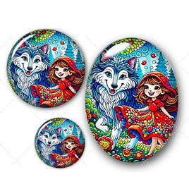 Cabochons en verre Chaperon rouge -Réf CAB3