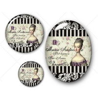 Cabochons en verre Glamour Marie Antoinette -Réf CAB404