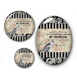 Cabochons en verre Glamour vintage -Réf CAB405