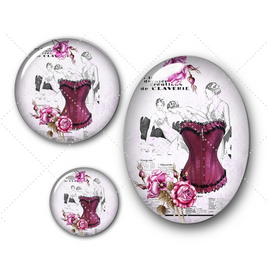 Cabochons en verre Corset mode vintage -Réf CAB408