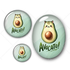 Cabochons en verre avocat chat -Réf CAB40