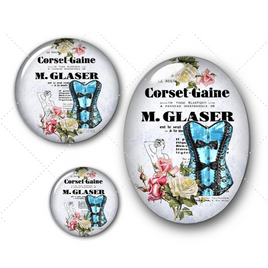 Cabochons en verre Corset mode vintage -Réf CAB410