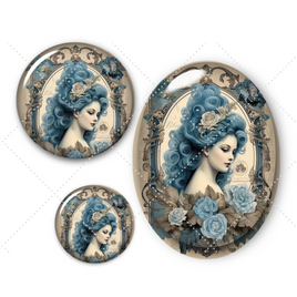 Cabochons en verre femme victorienne -Réf CAB41