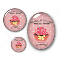 Cabochons en verre Cupcakes vintage -Réf CAB429