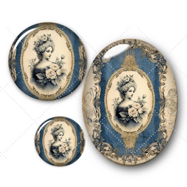 Cabochons en verre femme victorienne -Réf CAB42