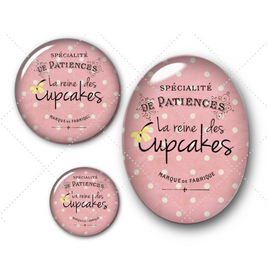 Cabochons en verre Cupcakes vintage -Réf CAB431