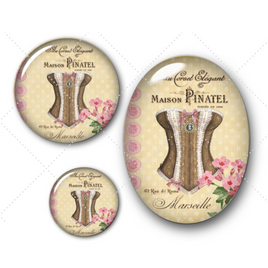 Cabochons en verre Corset vintage -Réf CAB437