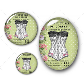 Cabochons en verre Corset vintage -Réf CAB438