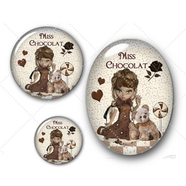 Cabochons en verre Miss chocolat -Réf CAB440