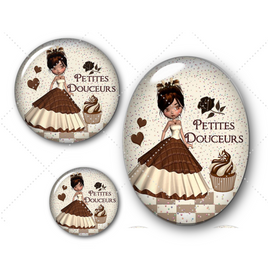 Cabochons en verre Miss chocolat -Réf CAB442