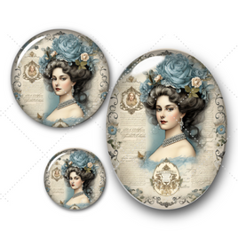 Cabochons en verre femme victorienne -Réf CAB44