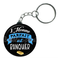 Porte-clés badge L'homme parfait est Banquier-Réf PC1020